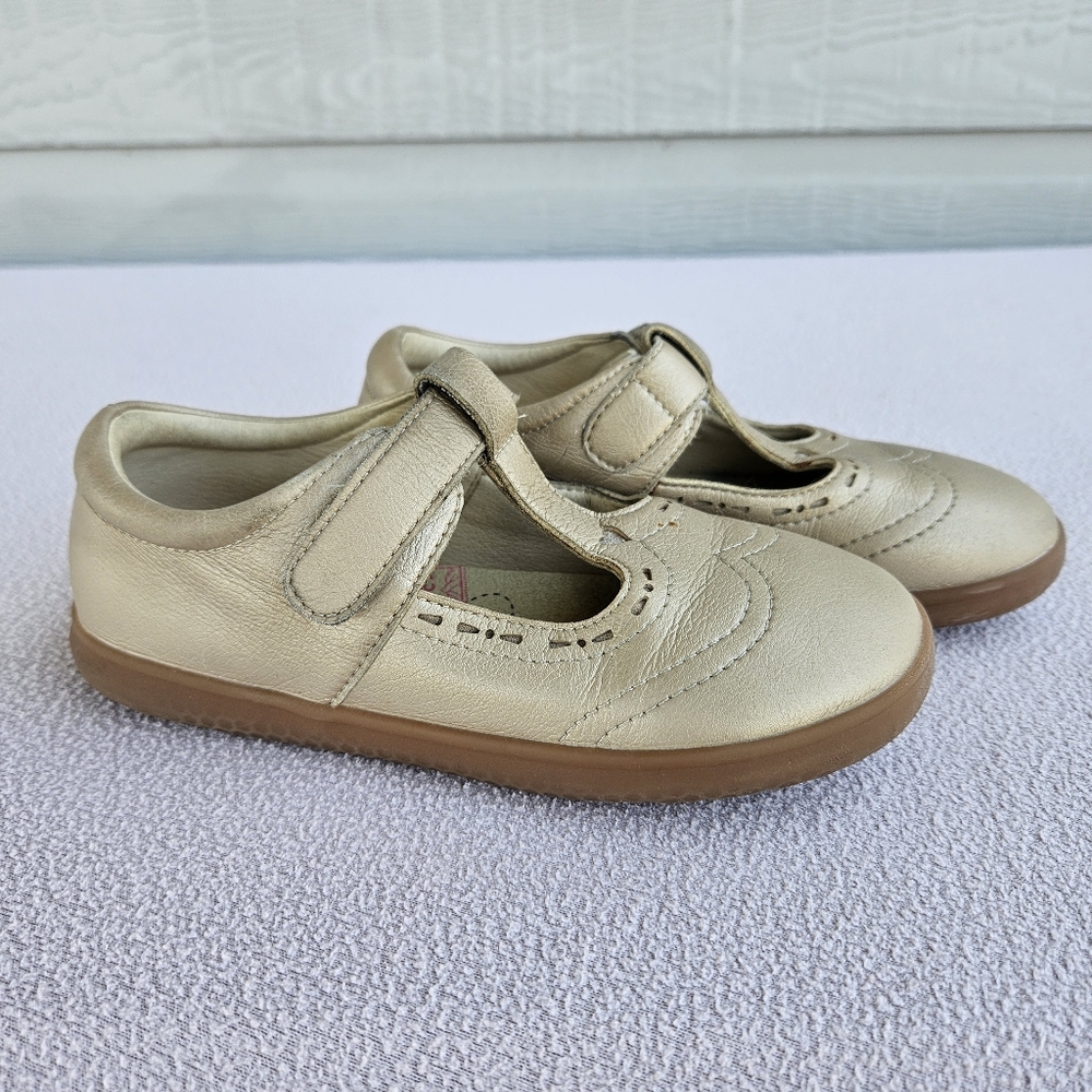 Livie & Luca Amica T Strap Mary Jane Shoe Girl SZ 12 Gold Hook & Loop Dress